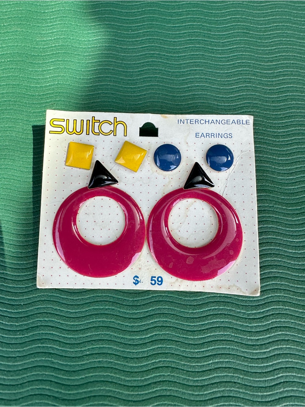 Switch USA Pink Hoop NEW Interchangeable Earrings with Multi-Stud Accents 1980’s